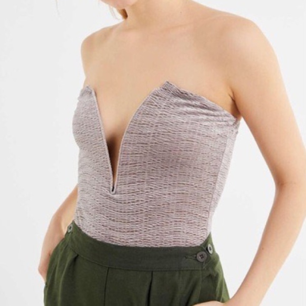 Out From Under Deep v neck velvet bodysuit in maybe color